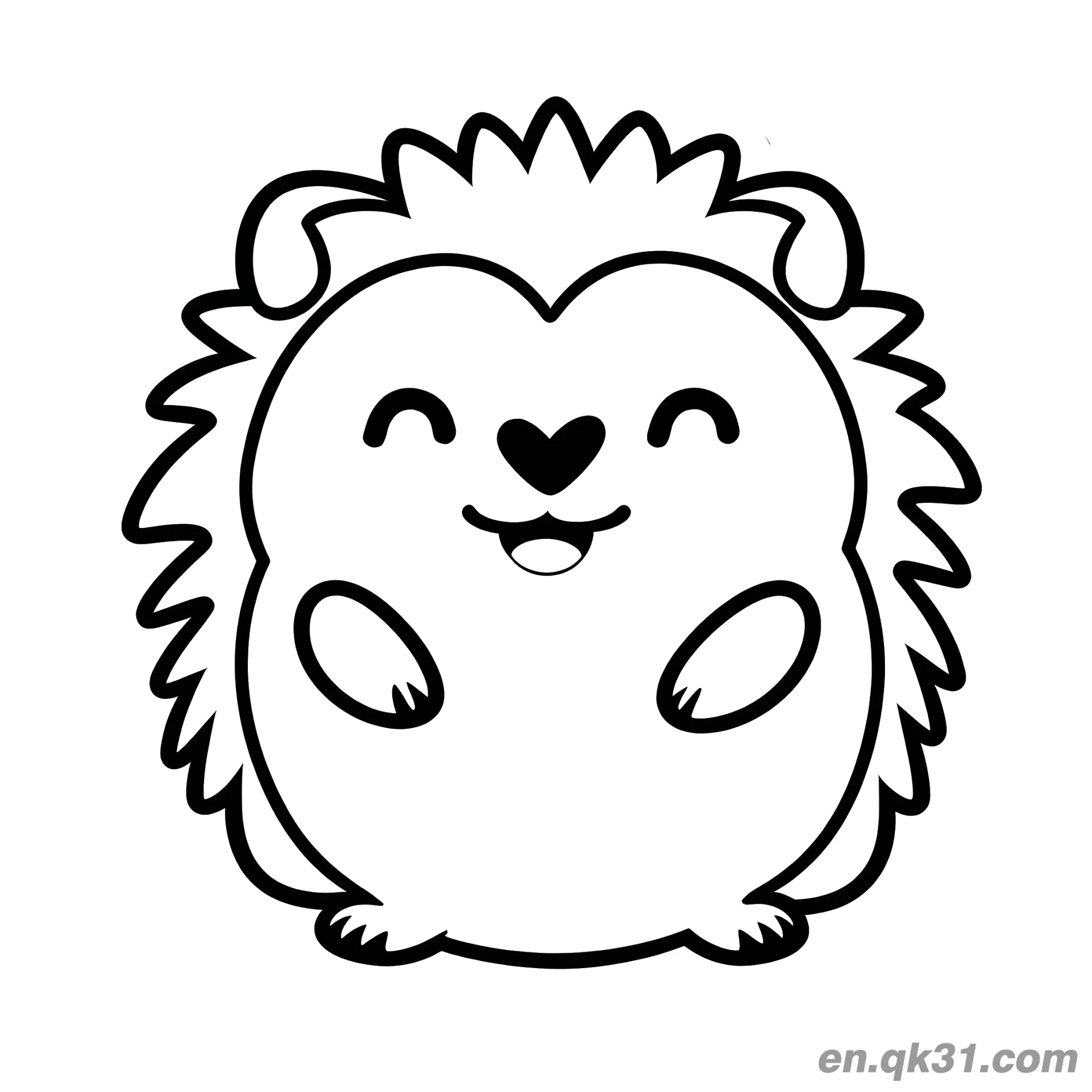 Happy Hedgehog with Heart Nose Coloring Page – Free Printable Coloring Page for Kids and Adults