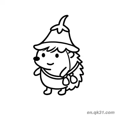 Free printable Hat Wearing Hedgehog Coloring Page coloring page