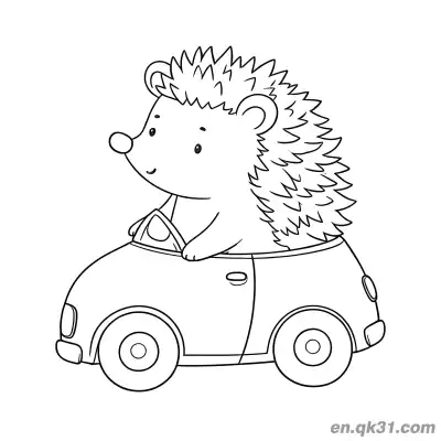 Free printable Hedgehog Driving a Toy Car Coloring Page coloring page
