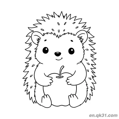 Free printable Hedgehog Holding an Apple Coloring Page coloring page