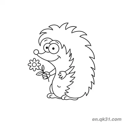 Free printable Hedgehog Holding Flower Coloring Page coloring page