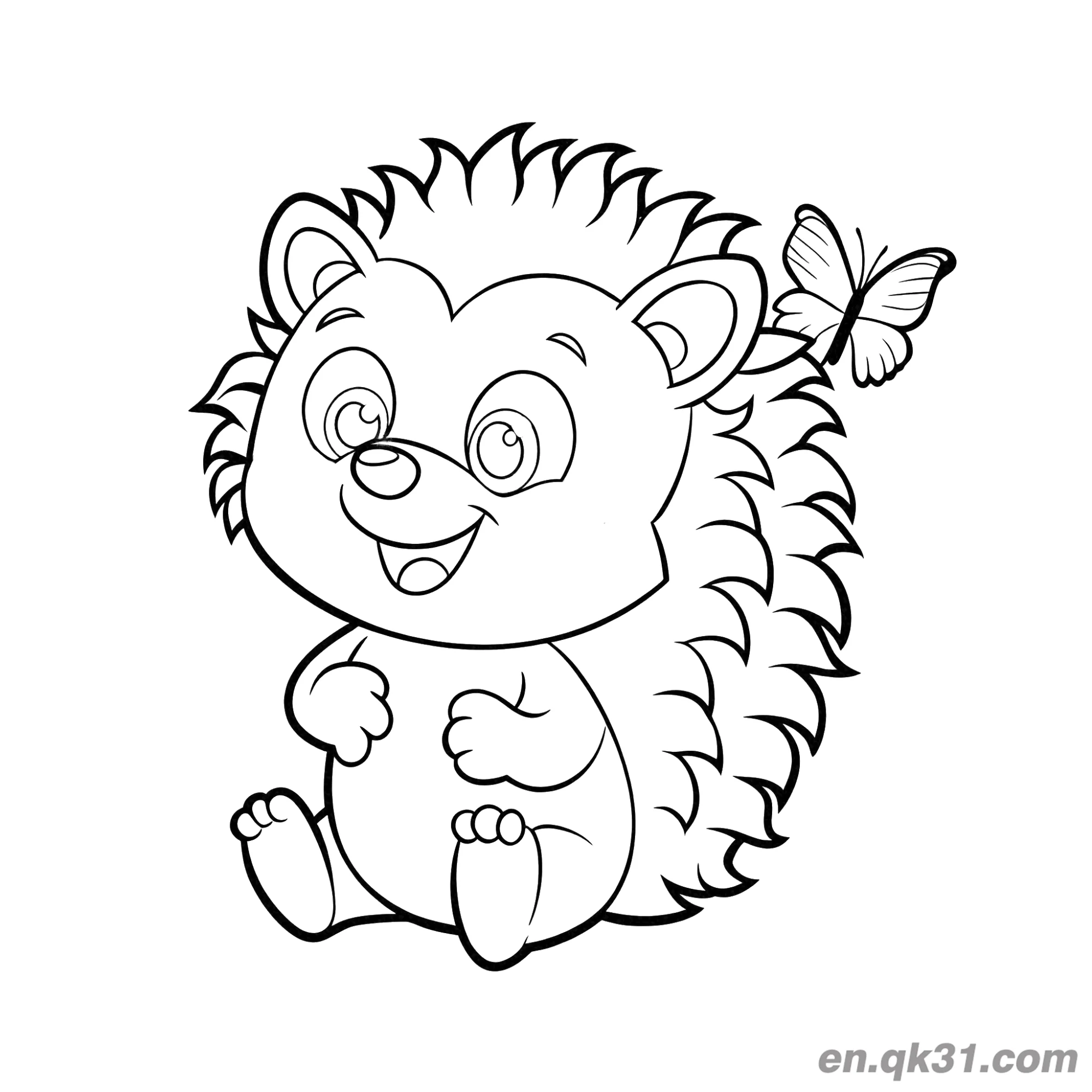 Hedgehog Playing with a Butterfly Coloring Page – Free Printable Coloring Page for Kids and Adults