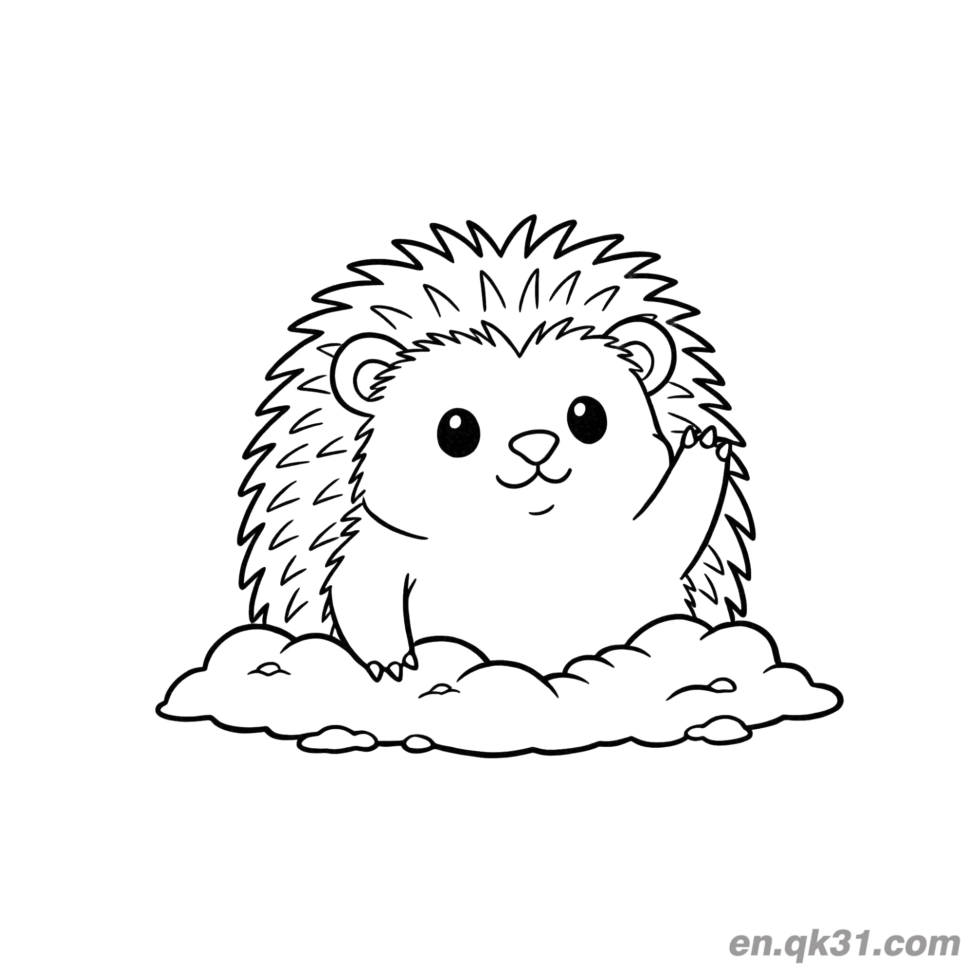 Hedgehog Waving from Grass Coloring Page – Free Printable Coloring Page for Kids and Adults