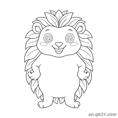 Free printable Hedgehog with Leaf Spines Standing with Hands on Hips Coloring Page coloring page