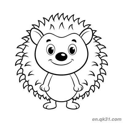 Free printable Round Standing Smiling Hedgehog Coloring Page coloring page