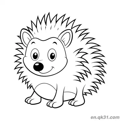 Free printable Smiling Hedgehog with Sharp Spines Coloring Page coloring page