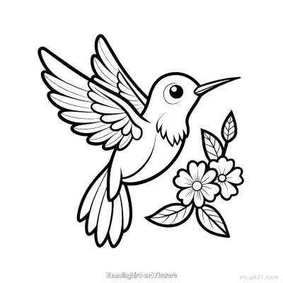 Free printable Hummingbird and Flowers 3 Coloring Page - Free PDF Printable Hummingbird Coloring Sheets coloring page