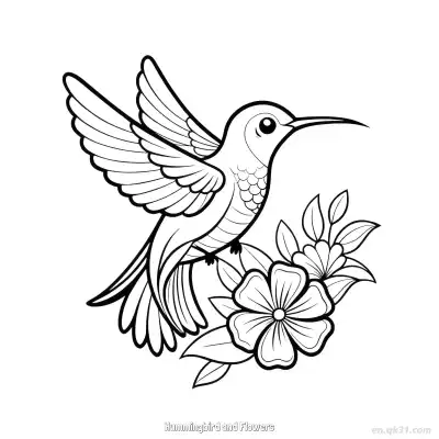 Free printable Hummingbird and Flowers 4 Coloring Page - Free PDF Printable Hummingbird Coloring Sheets coloring page