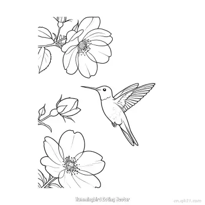 Free printable Hummingbird Eating Nectar 2 Coloring Page - Free PDF Printable Hummingbird Coloring Sheets coloring page