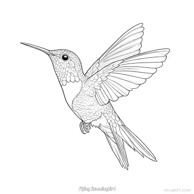 Free printable Flying Hummingbird 5 Coloring Page - Free PDF Printable Hummingbird Coloring Sheets coloring page