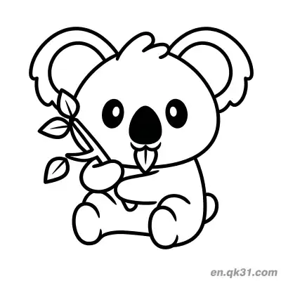 Free printable Chibi Koala Eating Leaves Coloring Page coloring page