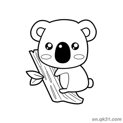 Free printable Chibi Koala Holding Tree Branch Coloring Page coloring page