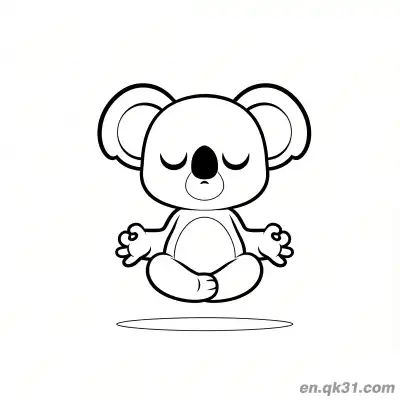 Free printable Chibi Koala Meditating in Lotus Position Coloring Page coloring page