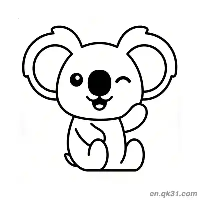 Free printable Chibi Koala Winking and Waving Coloring Page coloring page