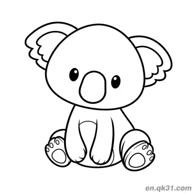 Free printable Chibi Sitting Koala with Big Ears Coloring Page coloring page