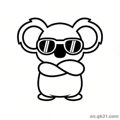 Free printable Cool Koala with Sunglasses Crossing Arms Coloring Page coloring page