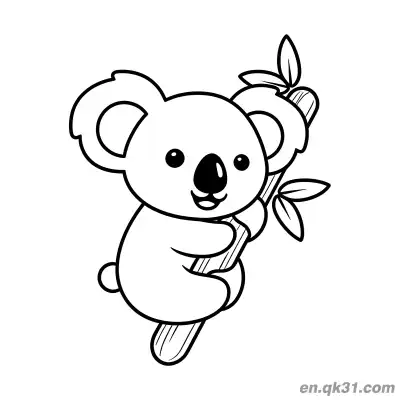 Free printable Cute Koala Clinging to Bamboo Coloring Page coloring page