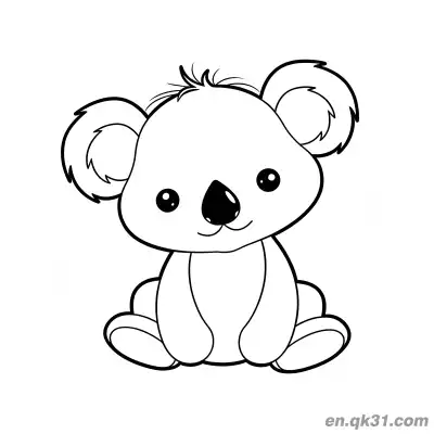Free printable Cute Sitting Koala with Big Eyes Coloring Page coloring page