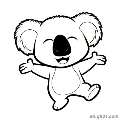 Free printable Happy Koala with Arms Outstretched Coloring Page coloring page