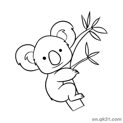 Free printable Koala Climbing Bamboo Branch Coloring Page coloring page