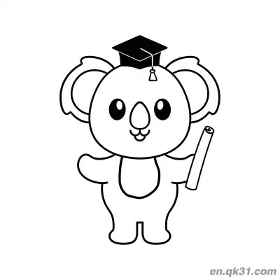 Free printable Koala in Graduation Cap Holding Diploma Coloring Page coloring page