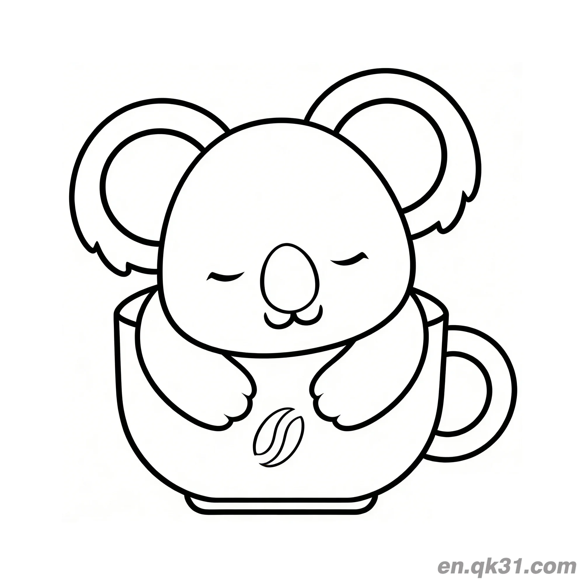 Koala Napping Inside Coffee Cup Coloring Page – Free Printable Coloring Page for Kids and Adults