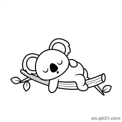 Free printable Koala Sleeping on Tree Branch Coloring Page coloring page