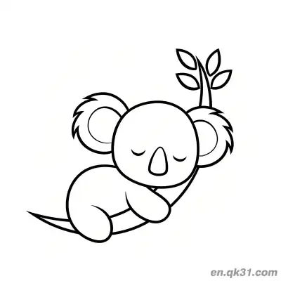 Free printable Koala Sleeping While Holding Branch Coloring Page coloring page