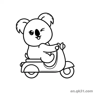 Free printable Koala Winking While Riding Scooter Coloring Page coloring page