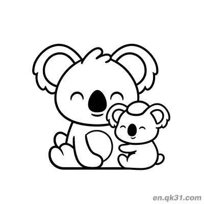 Free printable Mother Koala and Baby Snuggling Coloring Page coloring page
