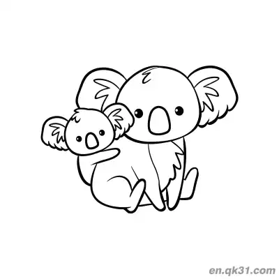 Free printable Mother Koala Holding Baby Coloring Page coloring page