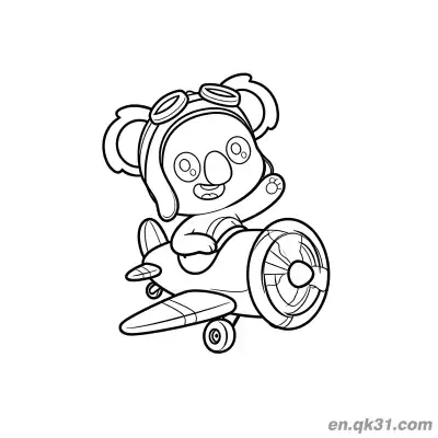 Free printable Pilot Koala Flying Small Plane Coloring Page coloring page