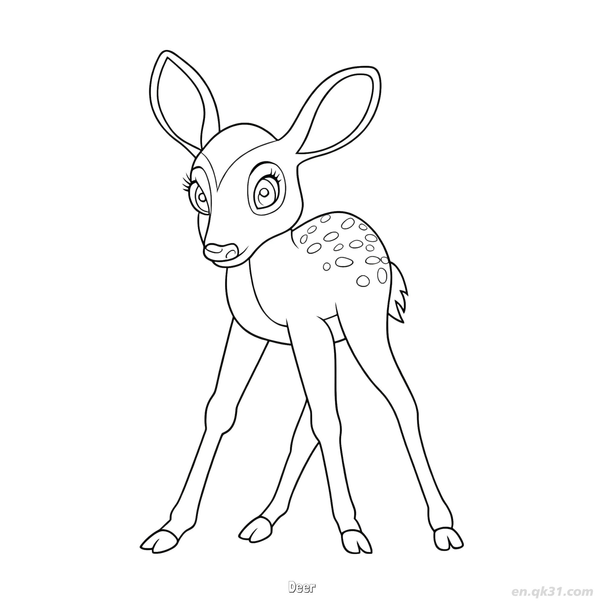 Baby Deer Fawn Coloring Page for Kids – Free Printable Coloring Page for Kids and Adults
