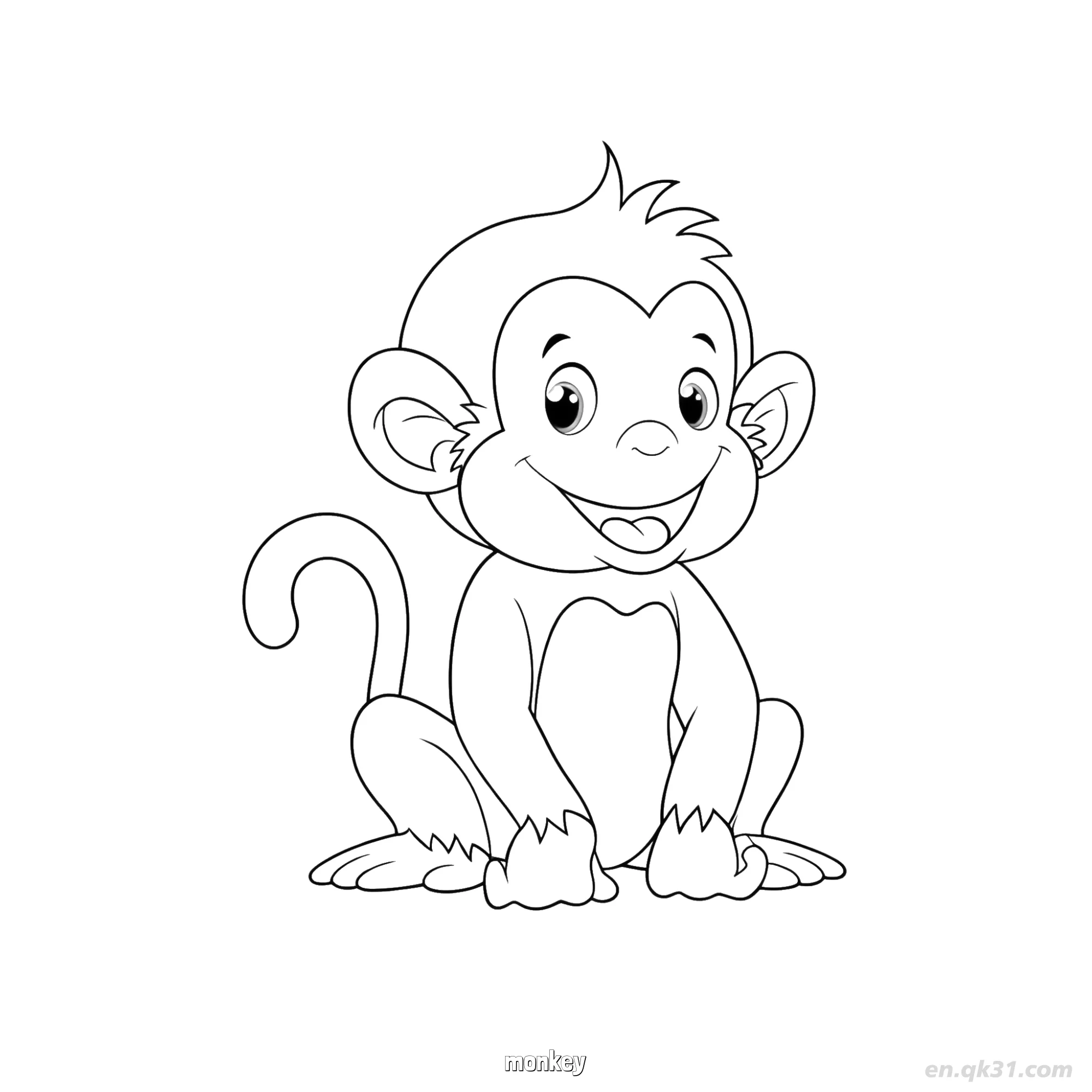 Baby Monkey Sitting Coloring Page – Free Printable Coloring Page for Kids and Adults