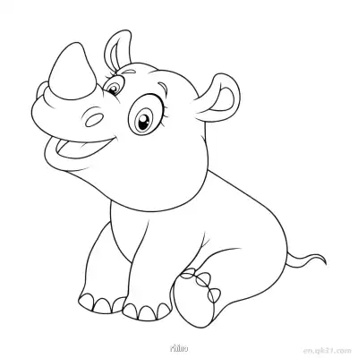 Free printable Baby Rhino for Kids Coloring Page coloring page
