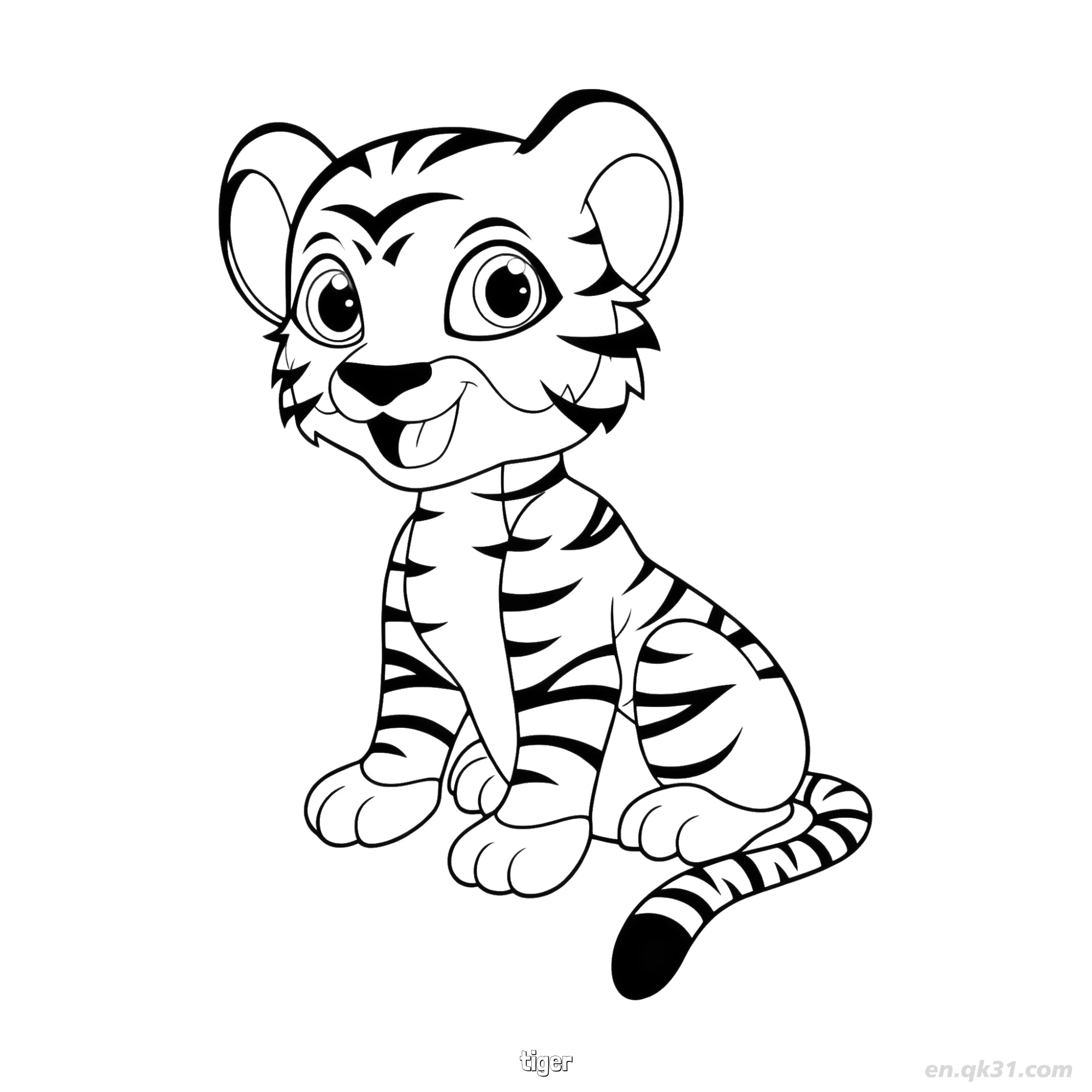 Baby Tiger Sitting Coloring Page – Free Printable Coloring Page for Kids and Adults