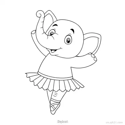 Free printable Ballerina Elephant Coloring Page coloring page