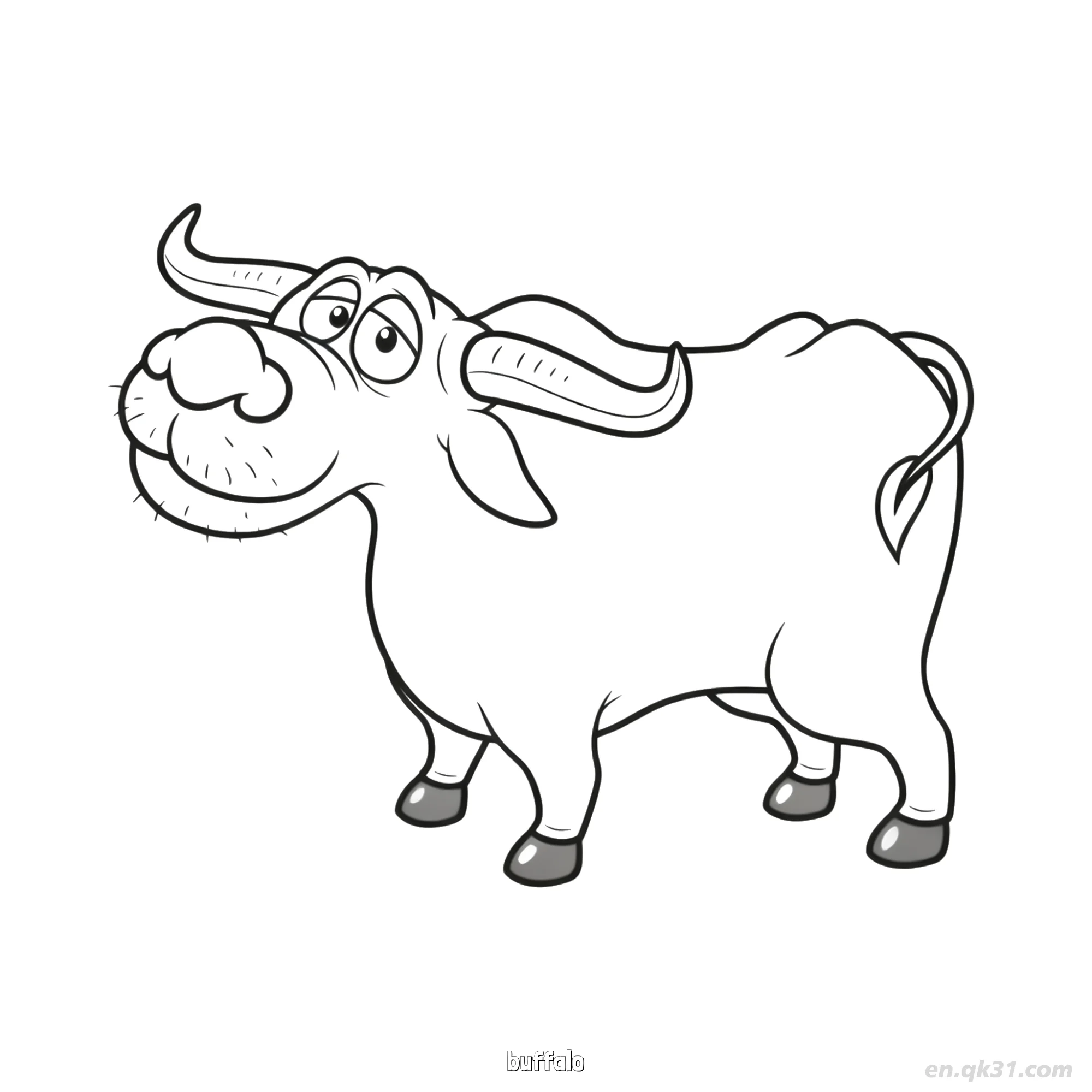 Buffalo Cartoon Coloring Page – Free Printable Coloring Page for Kids and Adults