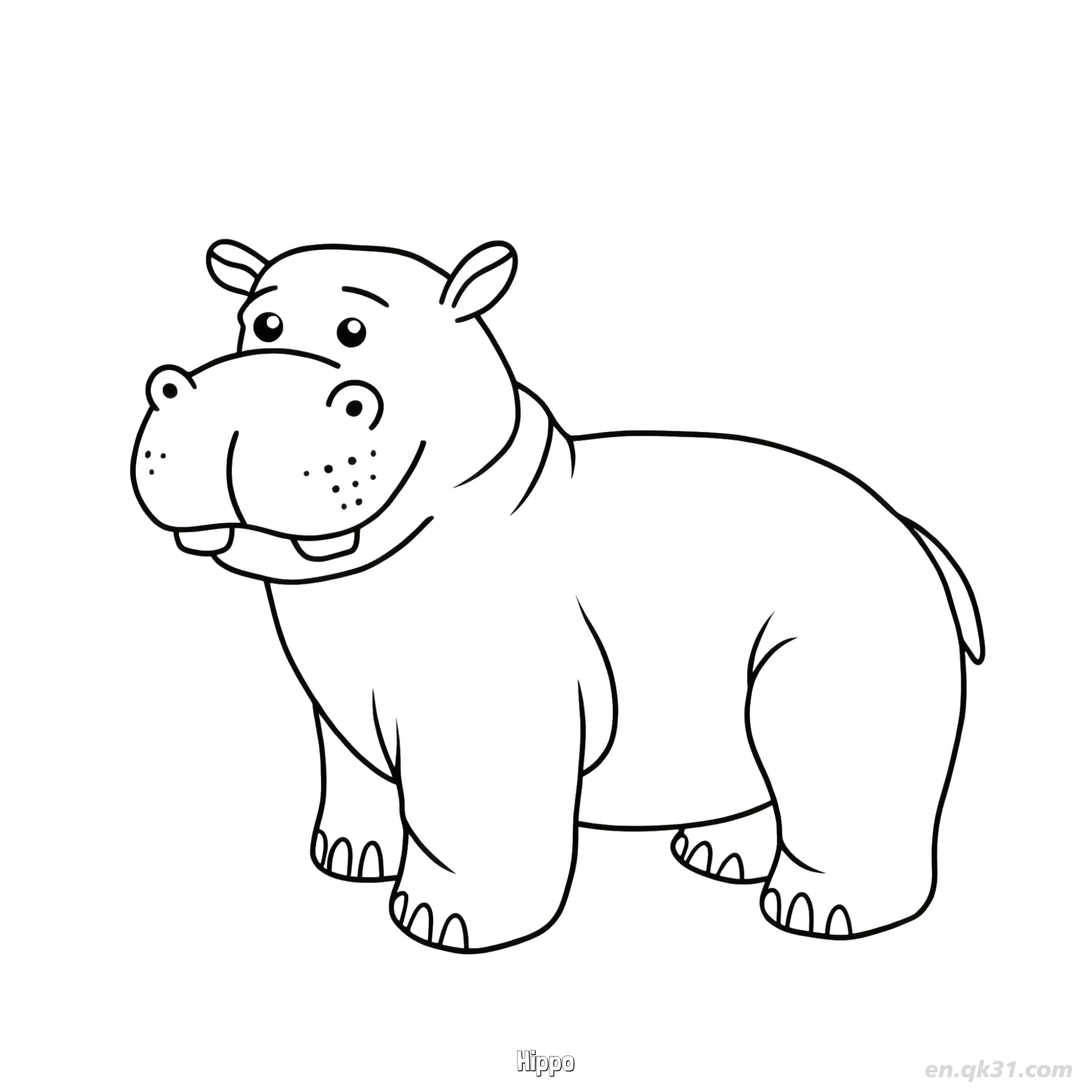 Cartoon Hippopotamus with Big Teeth Coloring Page – Free Printable Coloring Page for Kids and Adults