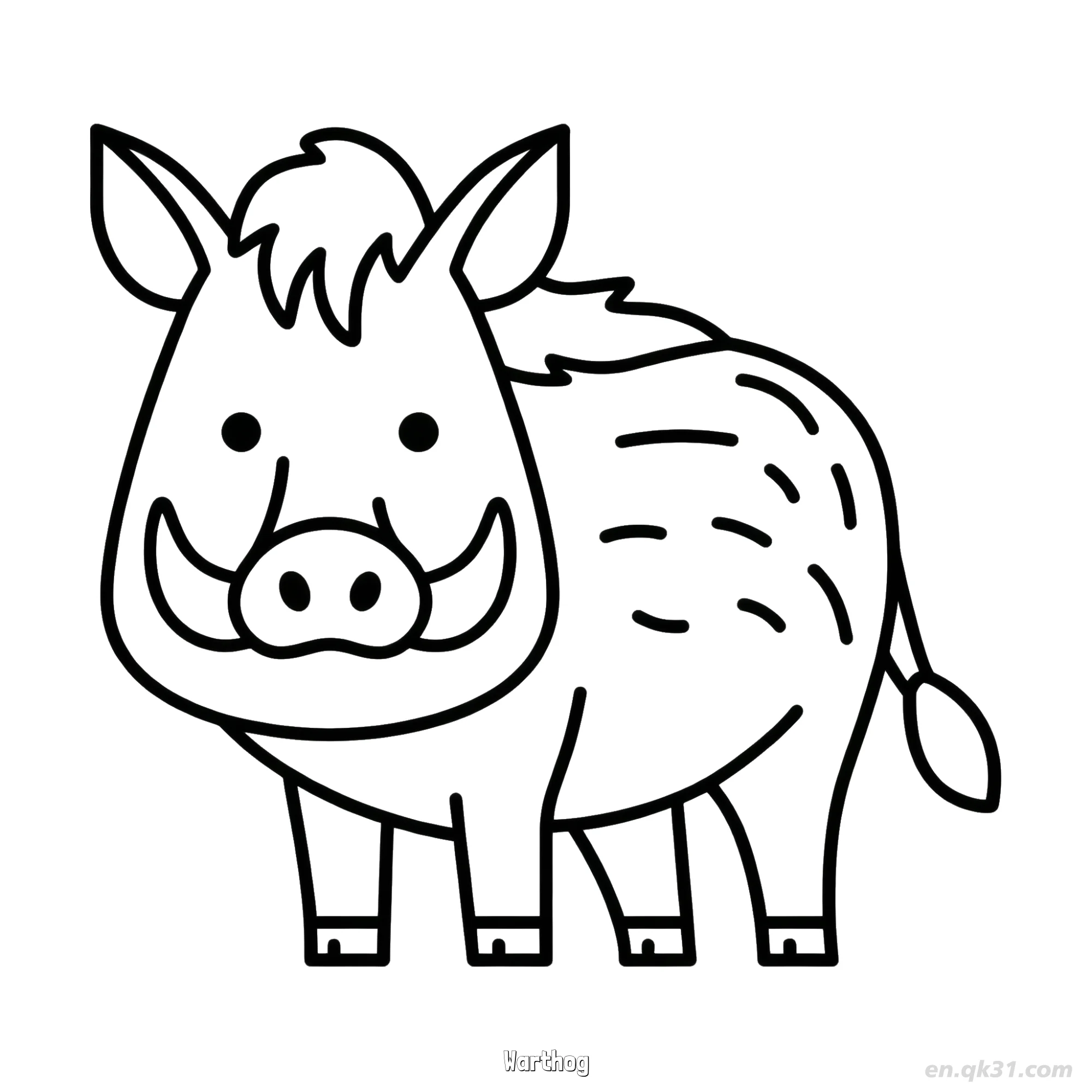 Cartoon Warthog with Round Snout Coloring Page – Free Printable Coloring Page for Kids and Adults