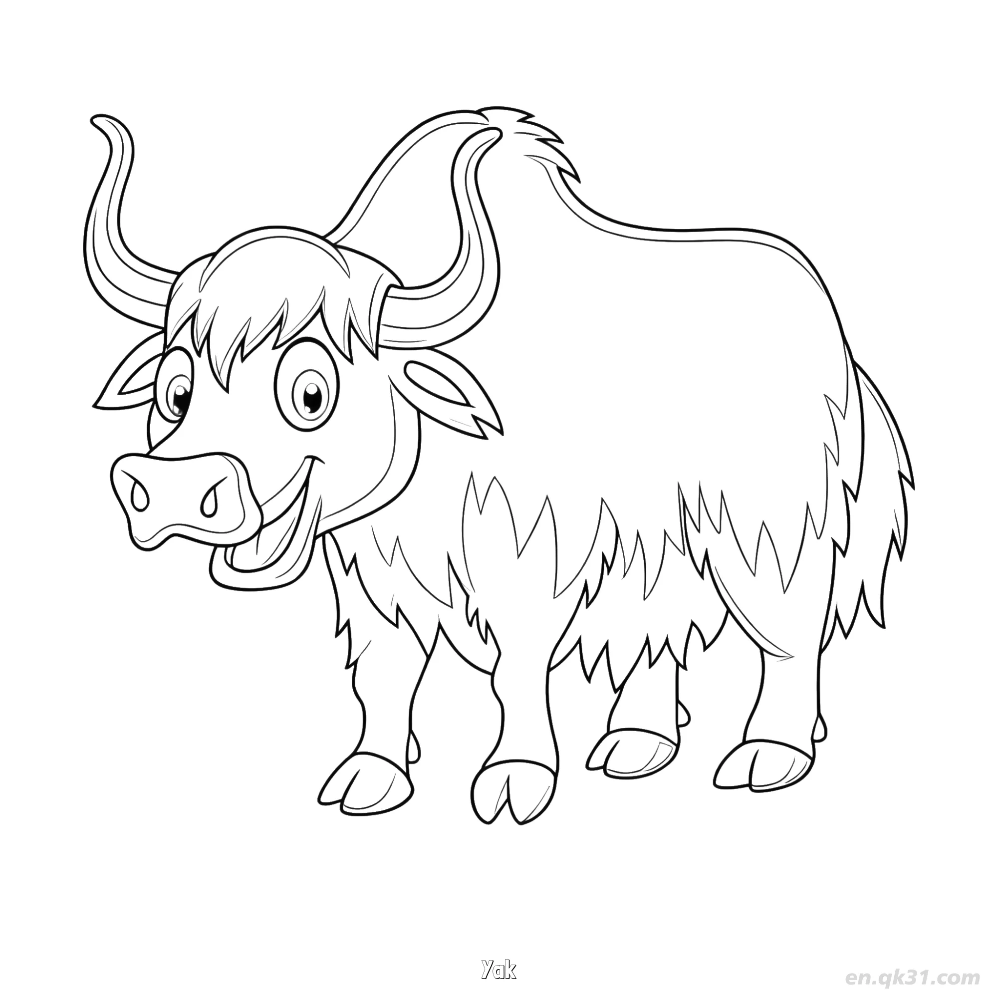 Cartoon Yak Coloring Page for Kids – Free Printable Coloring Page for Kids and Adults