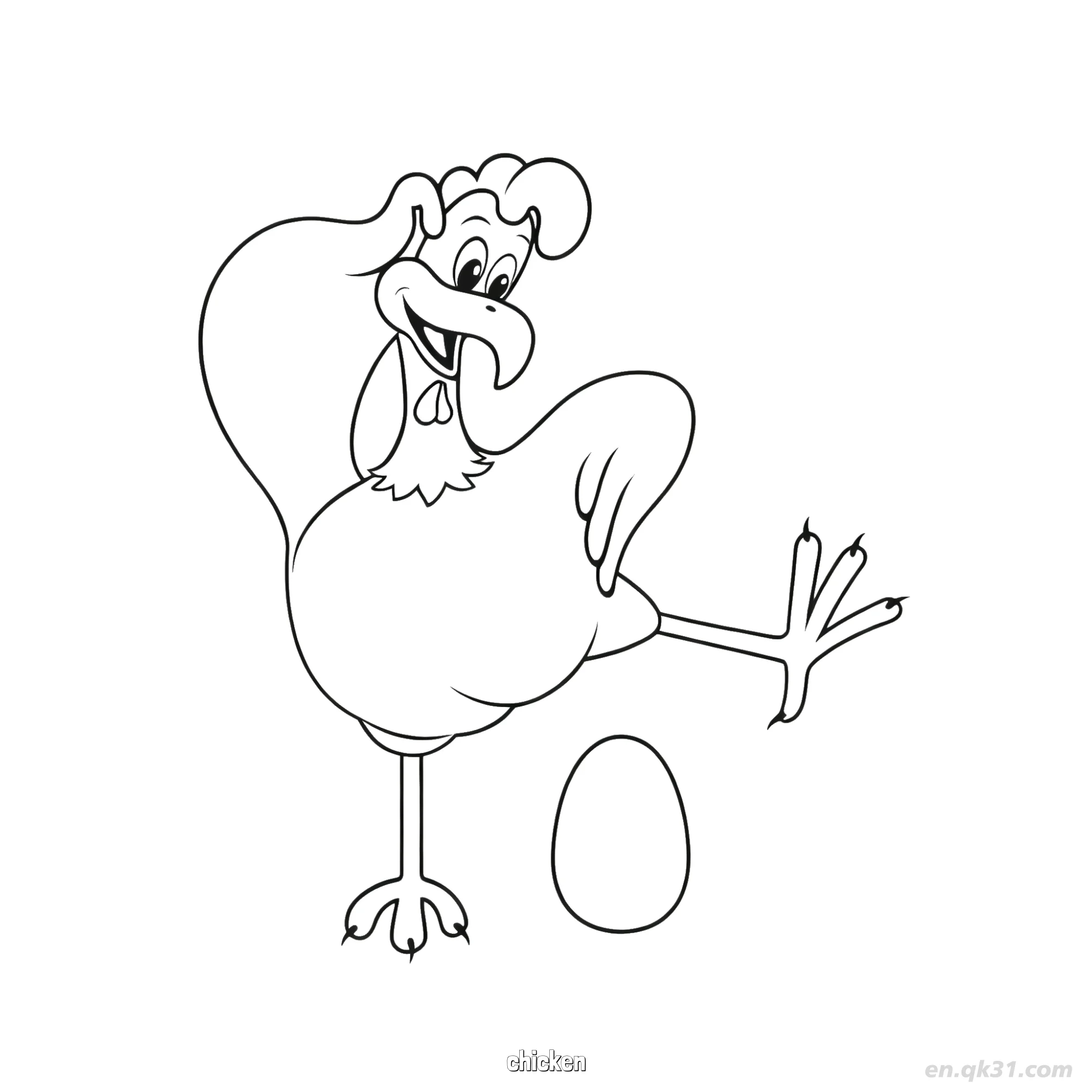 Chicken and Egg Funny Pose Coloring Page – Free Printable Coloring Page for Kids and Adults