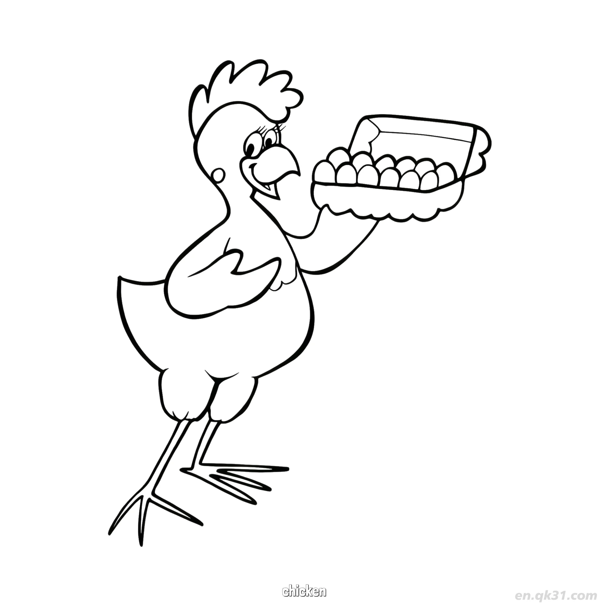 Chicken Carrying Egg Carton Coloring Page – Free Printable Coloring Page for Kids and Adults