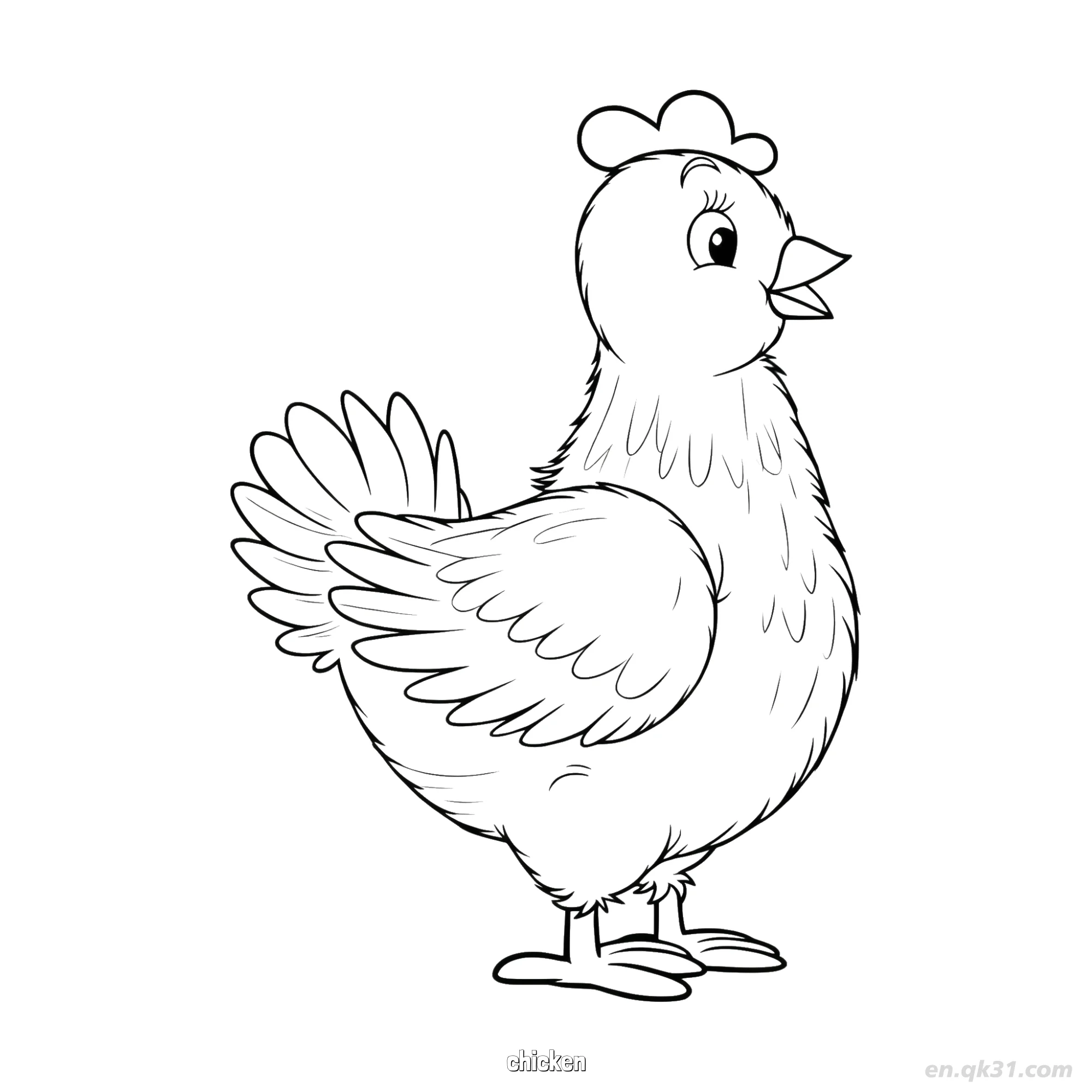 Chicken with Eyelashes 2 Coloring Page 2 – Free Printable Coloring Page for Kids and Adults