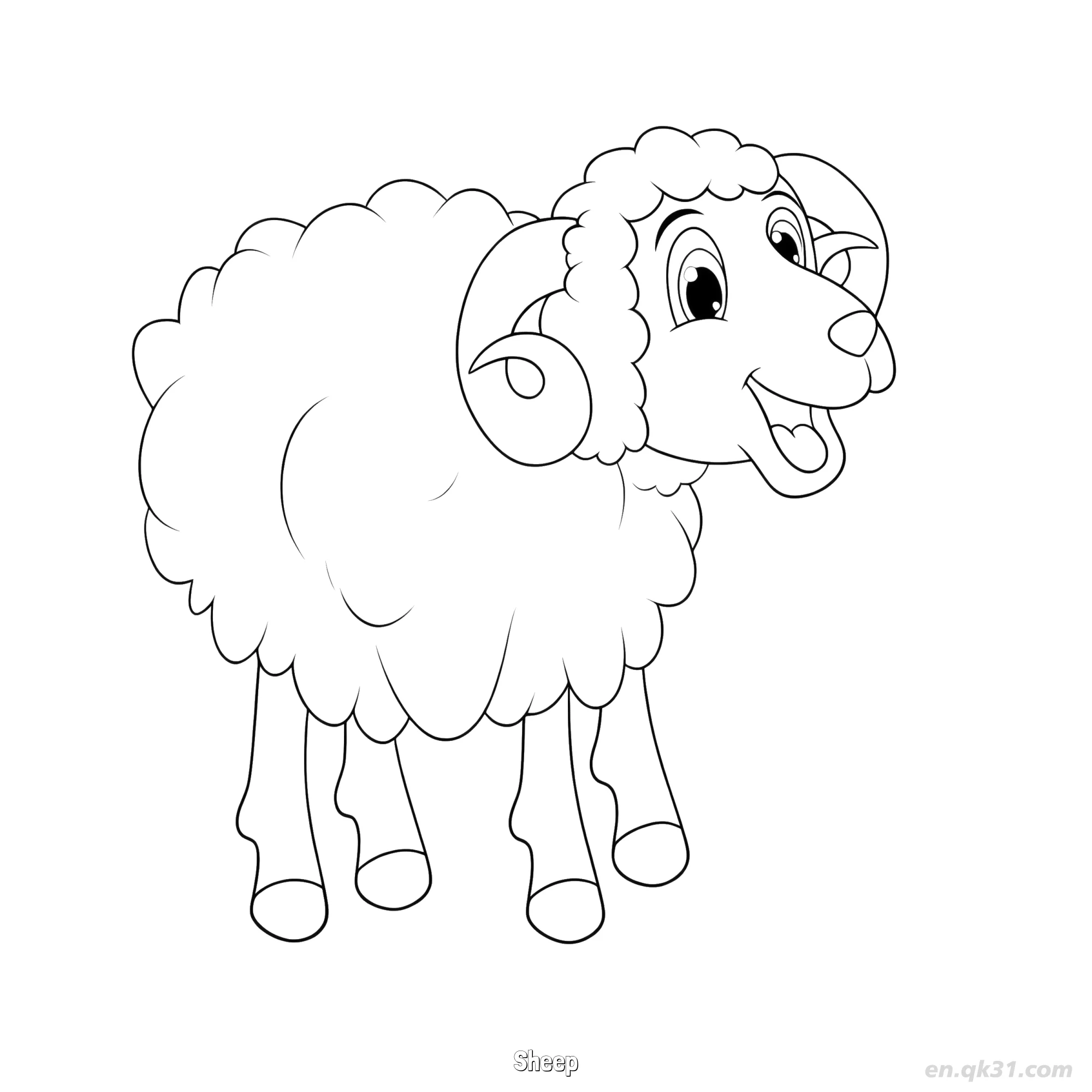 Curly Horn Sheep Coloring Page for Kids – Free Printable Coloring Page for Kids and Adults