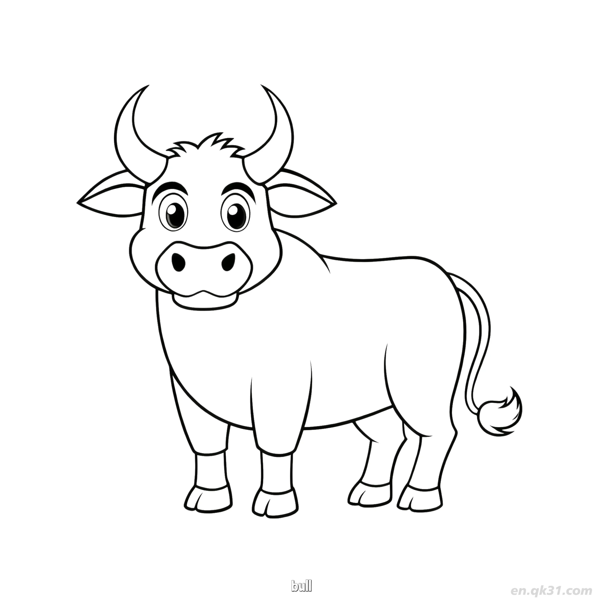 Cute Bull Farm Animal Coloring Page – Free Printable Coloring Page for Kids and Adults