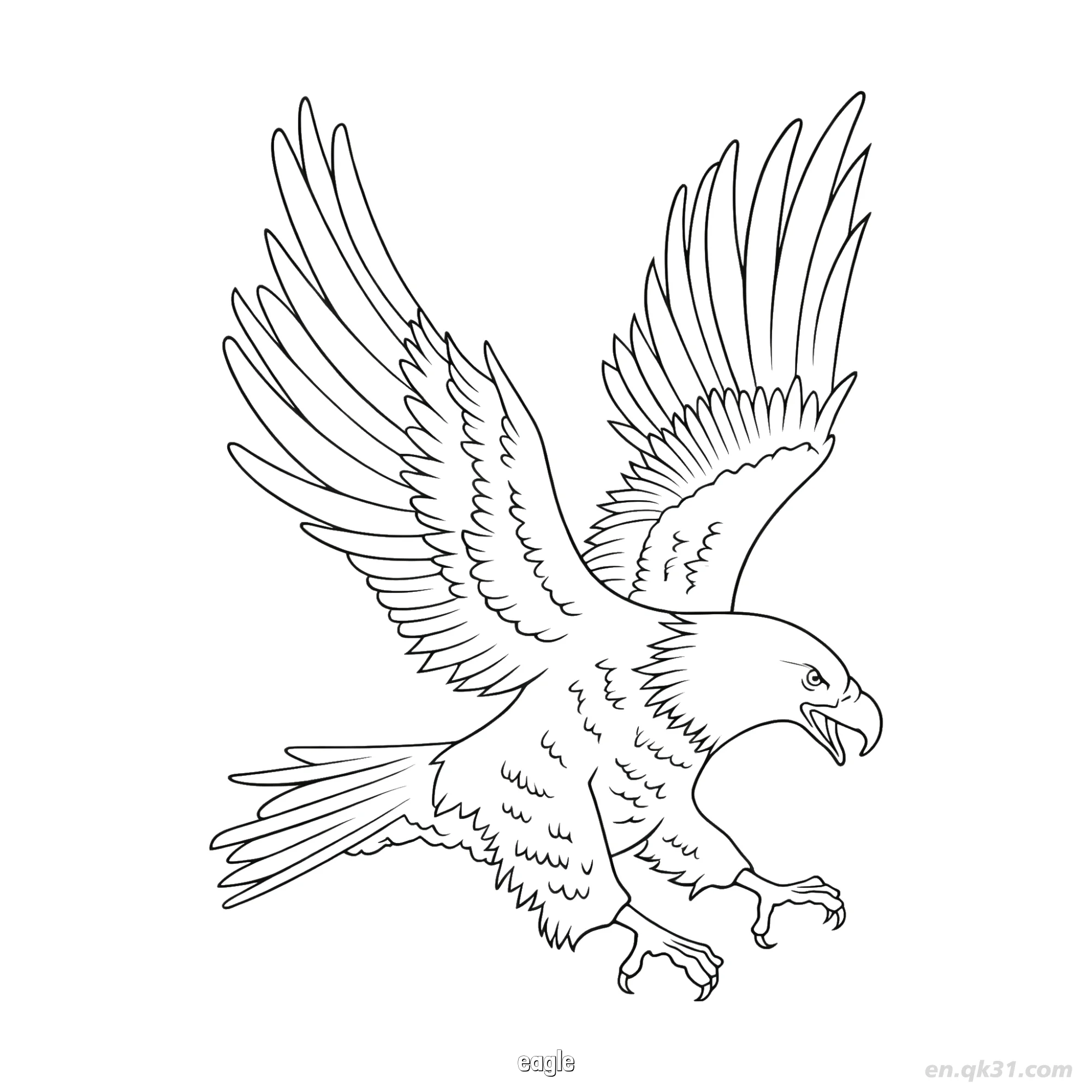 Flying Eagle Powerful Bird Coloring Page – Free Printable Coloring Page for Kids and Adults