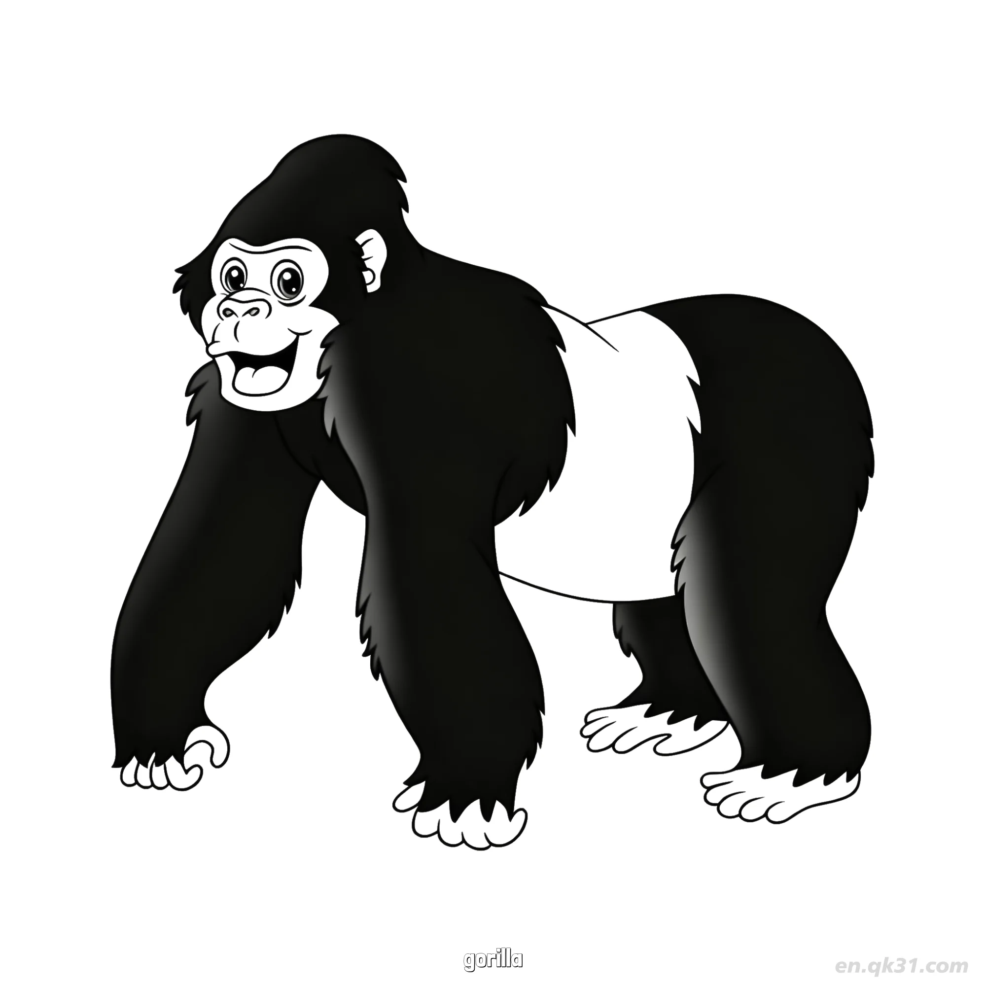 Friendly Gorilla Jungle Animal Coloring Page – Free Printable Coloring Page for Kids and Adults
