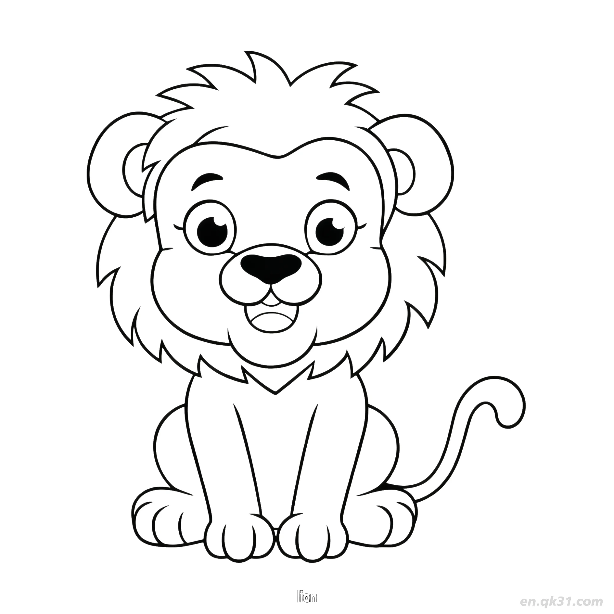 Friendly Sitting Lion Jungle Animal Coloring Page – Free Printable Coloring Page for Kids and Adults