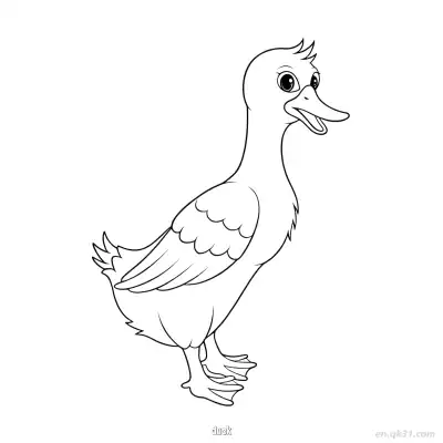 Free printable Happy Duck with Open Beak Coloring Page coloring page